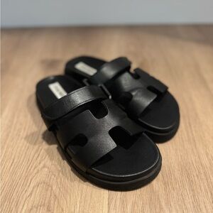 Steve Madden Black Slide Sandals